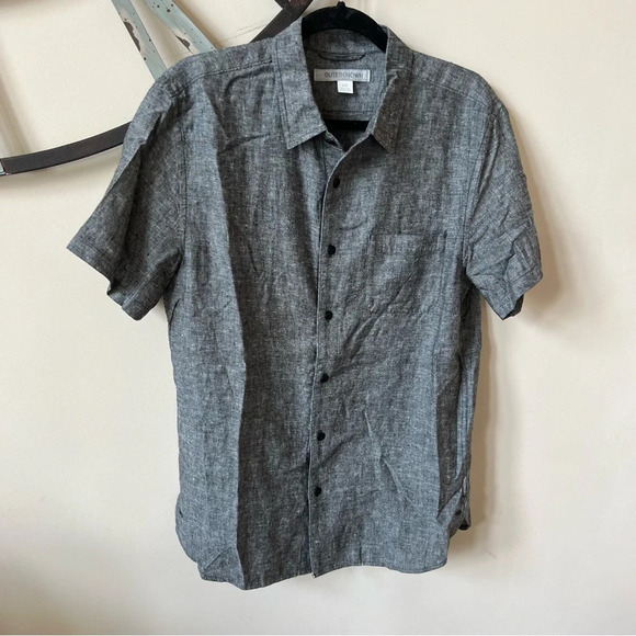 Outerknown Gray Hemp Blend Short Sleeve Button Down Shirt 26152 - Picture 3 of 9
